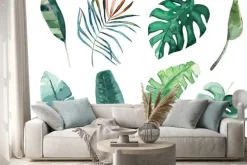 Naklejka: Zestaw liści troppical. ilustracji wektorowych. pojedyncze zdjęcie