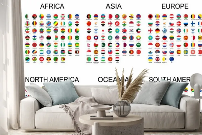 Naklejka: Zestaw map z krajami świata