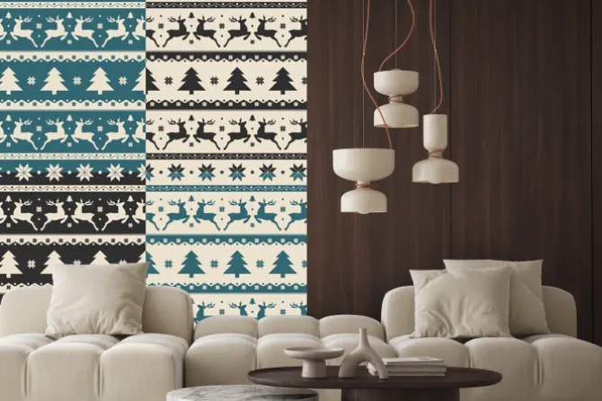 Naklejka: Zestaw narodzenie i nowy rok bez szwu wzorów