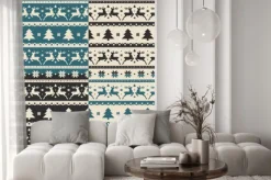 Naklejka: Zestaw narodzenie i nowy rok bez szwu wzorów