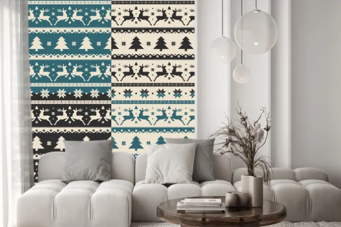 Naklejka: Zestaw narodzenie i nowy rok bez szwu wzorów