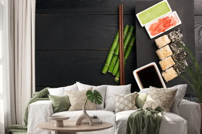 Naklejka: Zestaw sushi elegancko podany