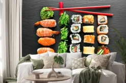 Naklejka: Zestaw sushi i pałeczki