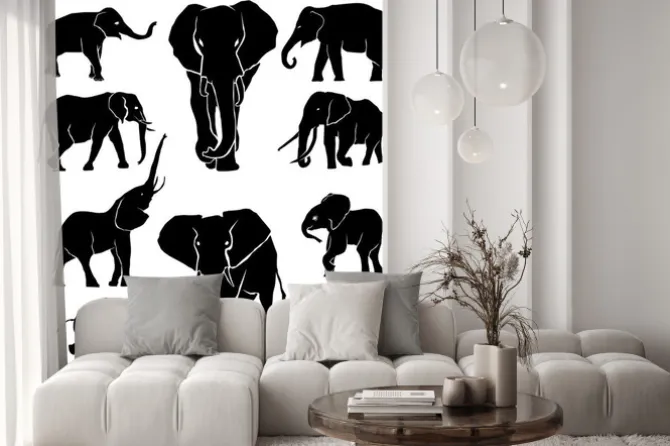 Naklejka: Zestaw sylwetki słonia