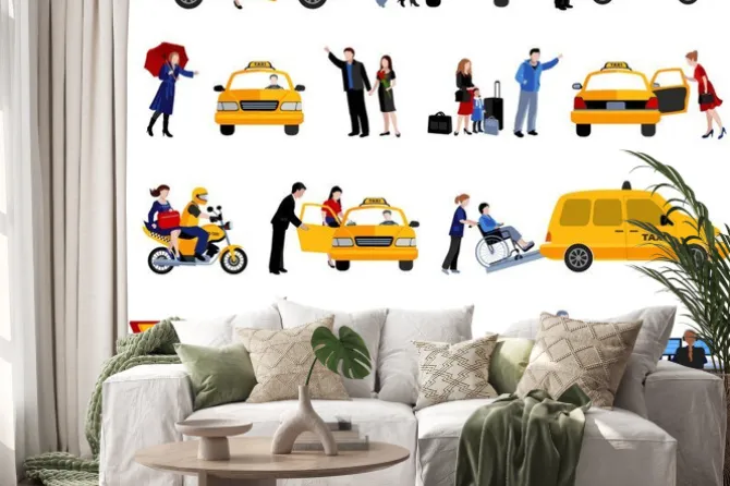 Naklejka: Zestaw taxi service ikony