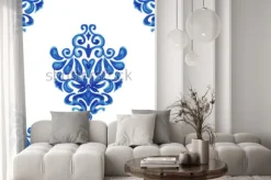 Naklejka: Zestawienie ozdobnych akwareli farby płytki wzór dla tkanin