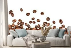 Naklejka: Ziarna kawy na białym tle