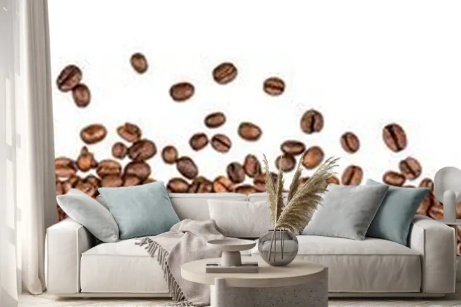 Naklejka: Ziarna kawy na białym tle