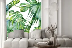 Naklejka: Zieleń na tropikalnych liściach monstery