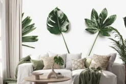 Naklejka: Zieleni palma liście odizolowywający na białym tle.