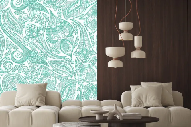 Naklejka: Zielona cashmere seamless pattern