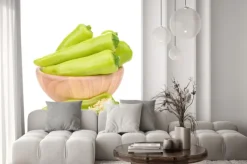 Naklejka: Zielona papryka na białym tle