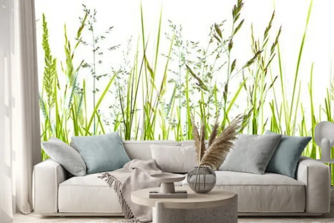 Naklejka: Zielone źdźbła trawy