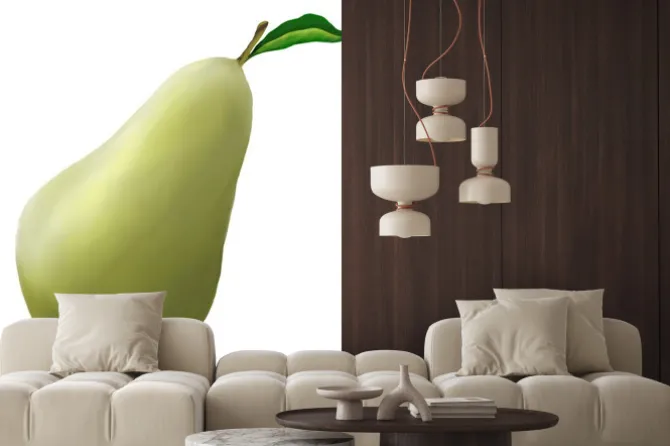 Naklejka: Zielone gruszki na białym tle