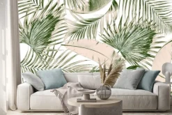 Naklejka: Zielone liści palmy na białym tle