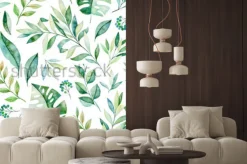 Naklejka: Zielone tropikalne liście na białym tle