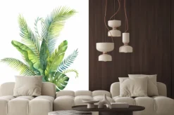 Naklejka: Zielone tropikalne liście w prostej kompozycji