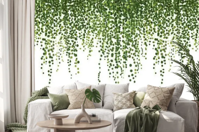 Naklejka: Zielony bluszcz w minimalistycznym stylu