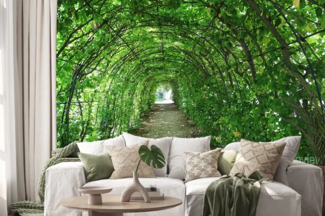 Naklejka: Zielony tunel w ogrodzie