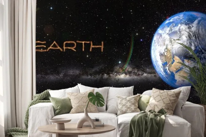 Naklejka: Ziemia w przestrzeni kosmicznej.