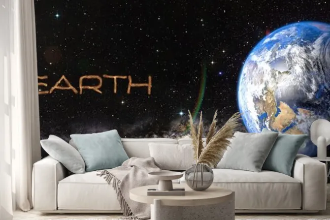 Naklejka: Ziemia w przestrzeni kosmicznej.