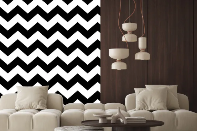 Naklejka: Zig zag wzór bez szwu w czerni i bieli