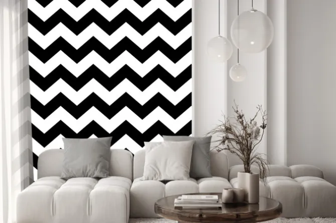 Naklejka: Zig zag wzór bez szwu w czerni i bieli