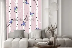 Naklejka: Zimowy wzór z wspaniałe cycki i brzozy.