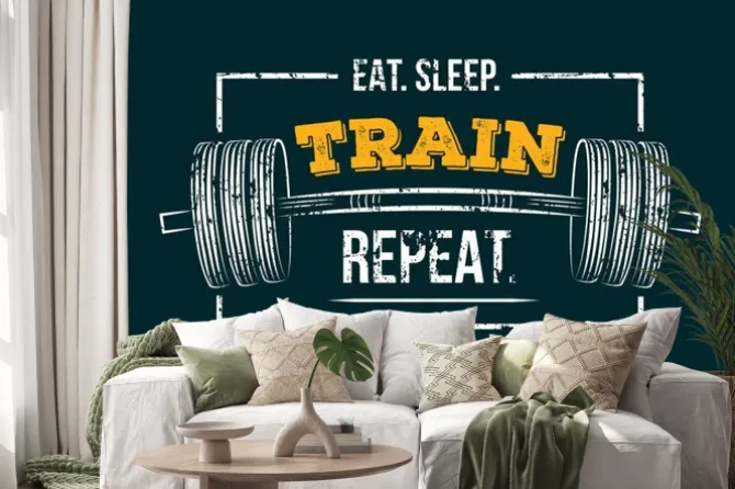 Naklejka: Zjedz kolejną kolejkę snu. siłownia motywacyjny cytat z grunge