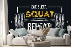 Naklejka: Zjedz powtórkę snu. siłownia motywacyjny cytat z grunge efekt