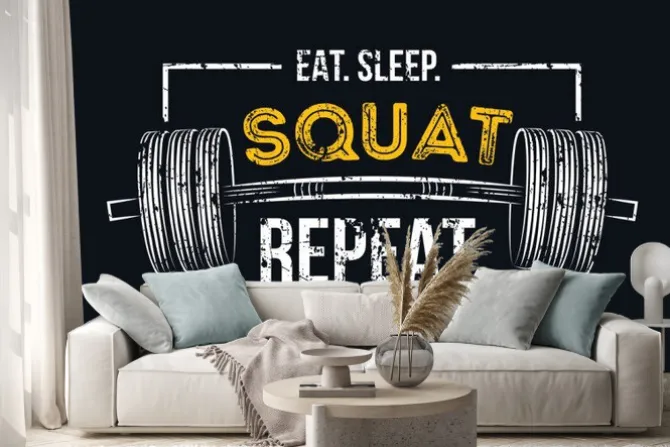 Naklejka: Zjedz powtórkę snu. siłownia motywacyjny cytat z grunge efekt