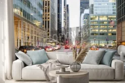 Naklejka: Zmierzch w downtown w nowym jorku, usa