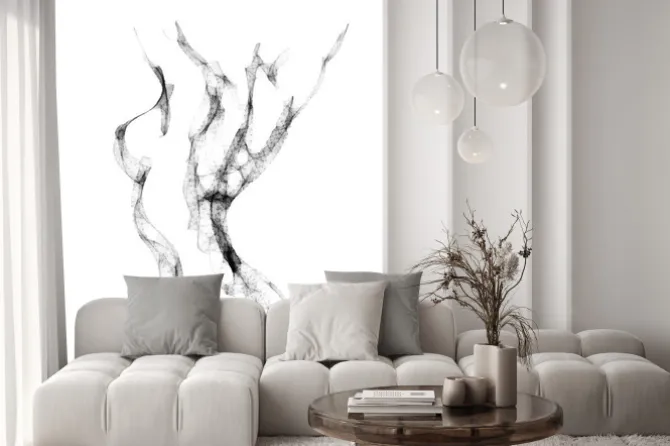 Naklejka: Zmysłowa sylwetka kobiety rysowana jedną linią akwarelową