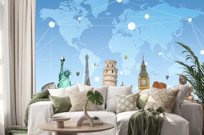 Naklejka: Znani zabytków świata związane ze sobą