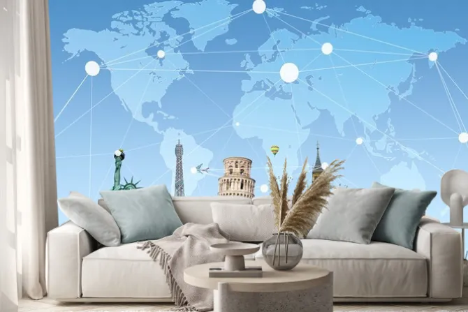 Naklejka: Znani zabytków świata związane ze sobą