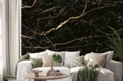 Naklejka: Złote akcenty na czarnym marmurze