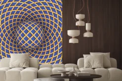 Naklejka: Złudzenie optyczne obrotu kuli na tle z możliwością przemieszczania.