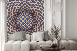 Naklejka: Złudzenie optyczne obrotu kuli na tle z możliwością przemieszczania.