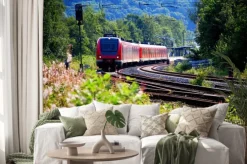 Naklejka: Zug verlässt den bahnhof, abfahrt