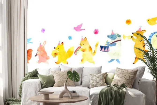 Naklejka: Zwierzęca piszczałka i bęben ilustracja