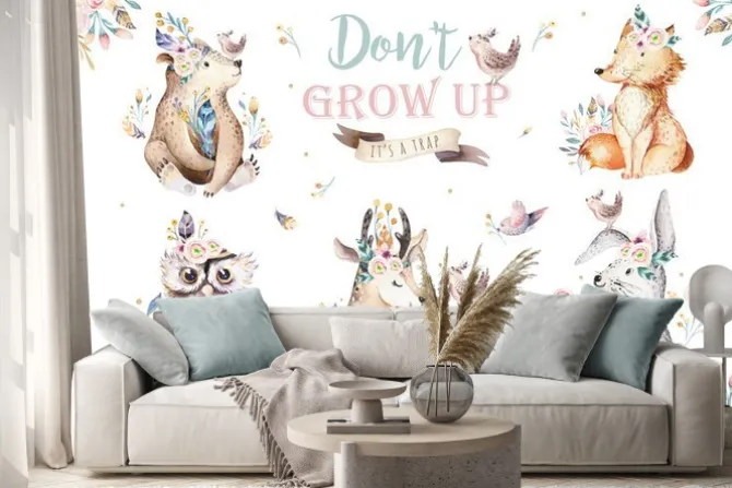 Naklejka: Zwierzęta w stylu boho z napisem