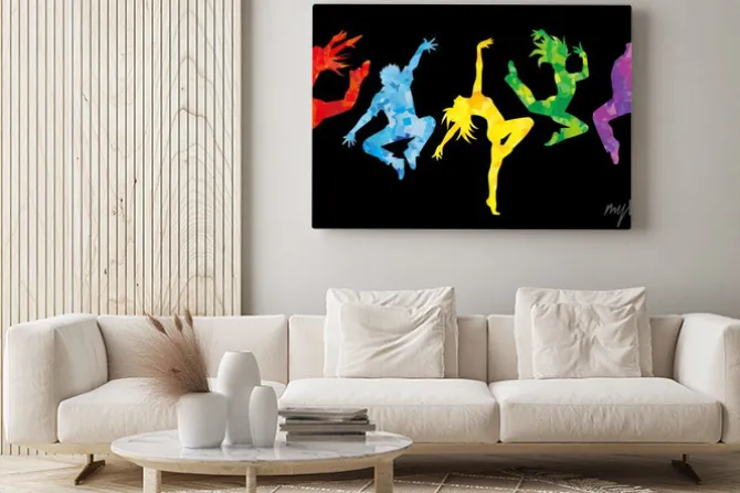 Obraz: ダ ン サ ー 5 人 横 並 べ (カ ラ フ ル カ ラ ー 背景 黒)