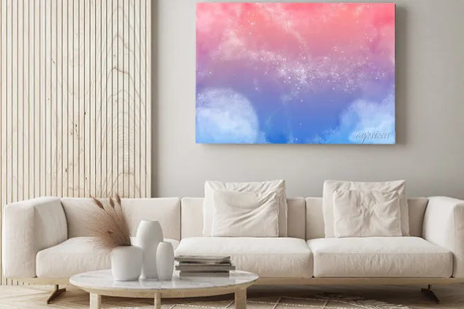 Obraz: ふ わ ふ わ ピ ン ク の 空 fluffy różowe niebo