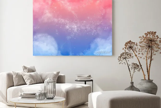 Obraz: ふ わ ふ わ ピ ン ク の 空 fluffy różowe niebo