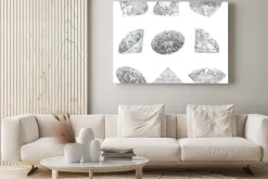 Obraz: 9 diamenty ustawione na białym tle - clipping path