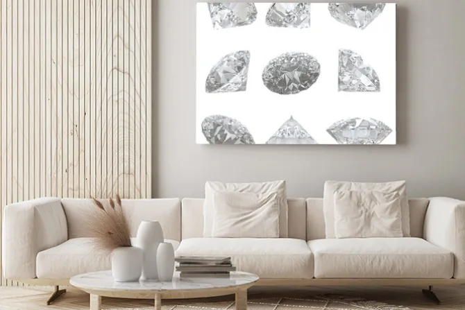 Obraz: 9 diamenty ustawione na białym tle - clipping path