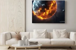 Obraz: Abstract apokaliptyczny tle - pieczenie i eksplodujące planety.