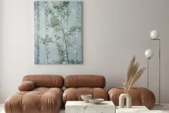 Obraz: Abstract blurred image with plant elements of birch tree trunks