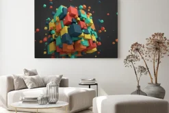 Obraz: Abstract 3d rendering latających kostki.