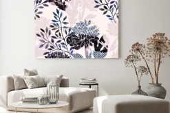 Obraz: Abstract kwiatowy wzór. akwarela kwiaty, liście wypełnione minimalnymi